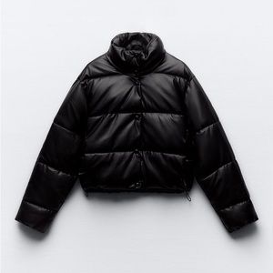 Zara faux leather cropped jacket